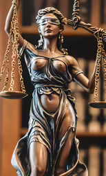 a statue holding two scales of justice in a room