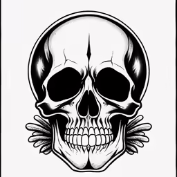 the skull in a black and white style