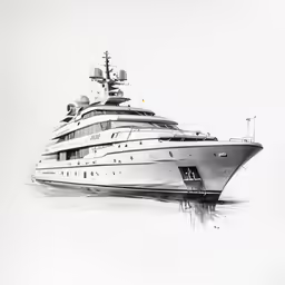 a white yacht with a watercolor effect photograph