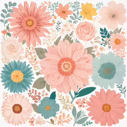 flowers are shown on a white background,colorful flowers arranged in the shape of a bouquet