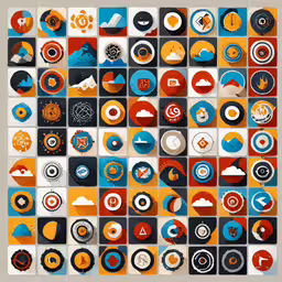an abstract, geometric design featuring multiple colors and shapes,colorful art with various shapes and sizes of items