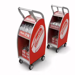 two soda cola cola coolers with wheels