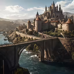 an old castle with a bridge over the river
