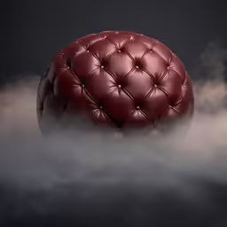 red leather furniture in a smoke filled room