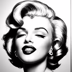 black and white photograph of a lady with her hair blowing out