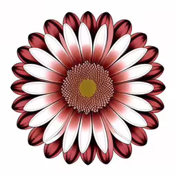 a close - up of an abstract flower,a white and red daisy in color with big center