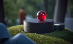 an item with a red orb in it sits on the ground