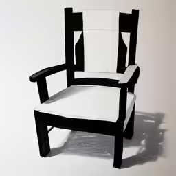 a chair that is designed to look like it has white fabric around the back