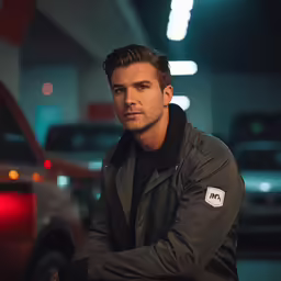 a man leaning on the door of a car