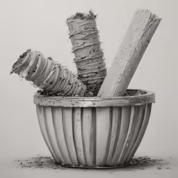 an illustration of many different objects inside a basket