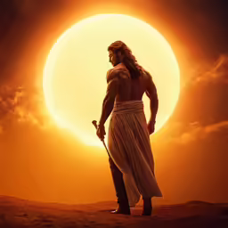 an illustration of the legend of hula - man, with his sword in his hand