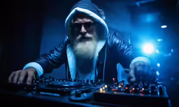 a man in sunglasses with a dj deck mixing