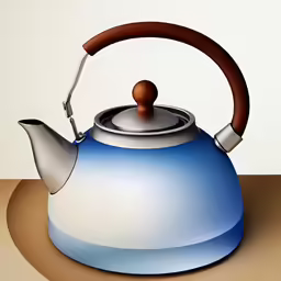 the painting is blue and features a wooden handle