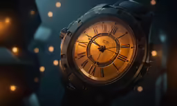 this is a picture of a watch with many lights around it