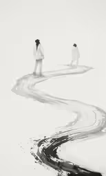 two skiers stand in snow on a mountain slope