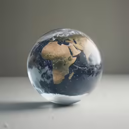 an earth model sits on a table top