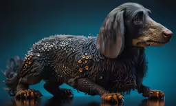 this dog is made out of rubber and gold