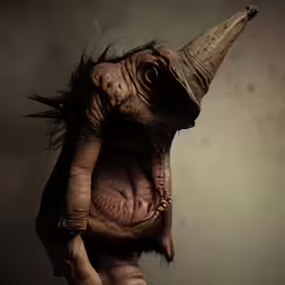 the head of an ugly alien holding out its tongue