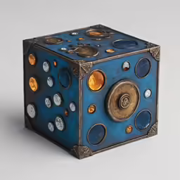 a close up view of a small, blue object