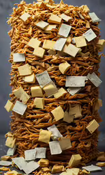cheese slices that are cut in half sitting on top of a basket,a stack of crackers on top of a table