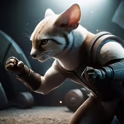 the kitten is looking up while being walked