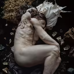 an image of a naked male model laying down