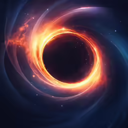 an artistic artwork shows a spiral of swirling, blue and orange