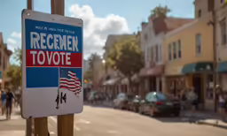a sign advertising recall to vote on the street
