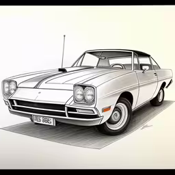a car is shown on the side of the drawing,an old car that is not well painted