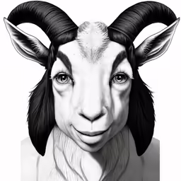 the head of a goat has a long horn