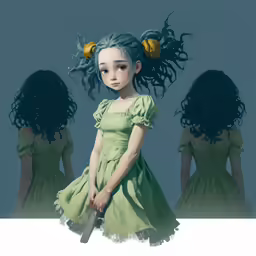 two children are standing with their arms over a knife