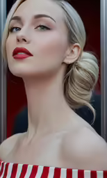 a young woman is looking off to the side