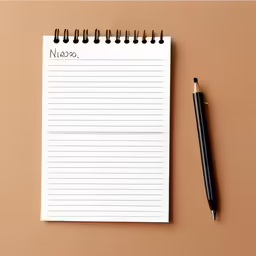 an open notebook and pen sitting on top of a table