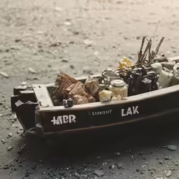 this is a boat with lots of candles and things in it