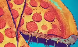 two slices of pizza are sitting on the table