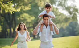 a father with his son who is having fun in the park