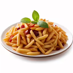 pasta with cranberry sauce and a leaf on top