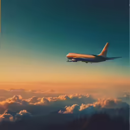 airplane in the sky as it flies over some clouds