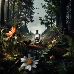 some kind of artwork depicting the woods with birds flying