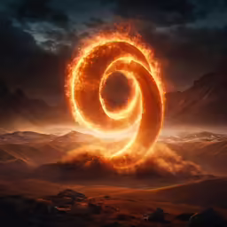 the spiral is burning over a large mountain range