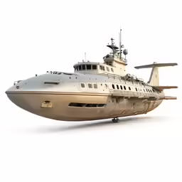 a brown boat floating in a body of water