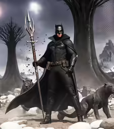 a man in batman costume holding a stick