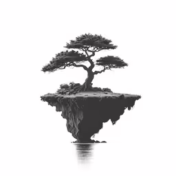 a bonsai tree that is in the water