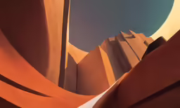 a building stands on top of an orange slope