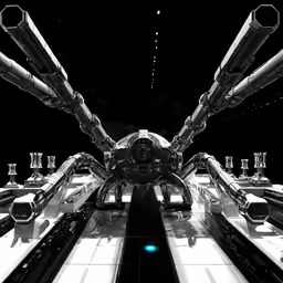 the interior of a futuristic city at night