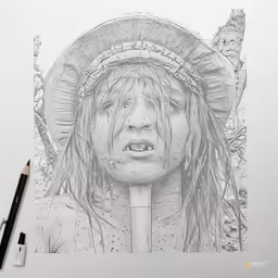 a drawing of a girl in the rain
