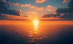 a sunset is pictured on the horizon in this photo