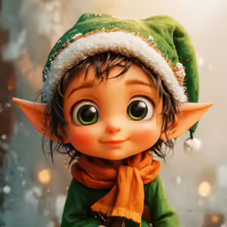 an elf - like doll is dressed for christmas