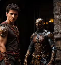 two men in gladia clothes standing next to each other