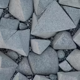 stones on a bed of gravel near each other